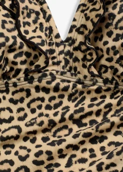 bonprix Nachhaltigere Materialien|Badeanzüge^Badeanzug mit Volants beige leo bedruckt