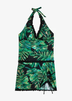 bonprix Badekleider^Badekleid schwarz/grün/gold floral