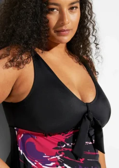 bonprix Nachhaltigere Materialien|Badekleider^Badekleid mit breiten Trägern schwarz graphisch