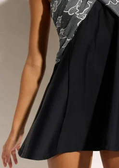 bonprix Nachhaltigere Materialien|Badekleider^Badekleid mit Wickel-Optik schwarz bedruckt