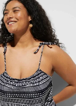 bonprix Nachhaltigere Materialien|Bedeckende Bademode^Badeoverall schwarz/weiß gemustert