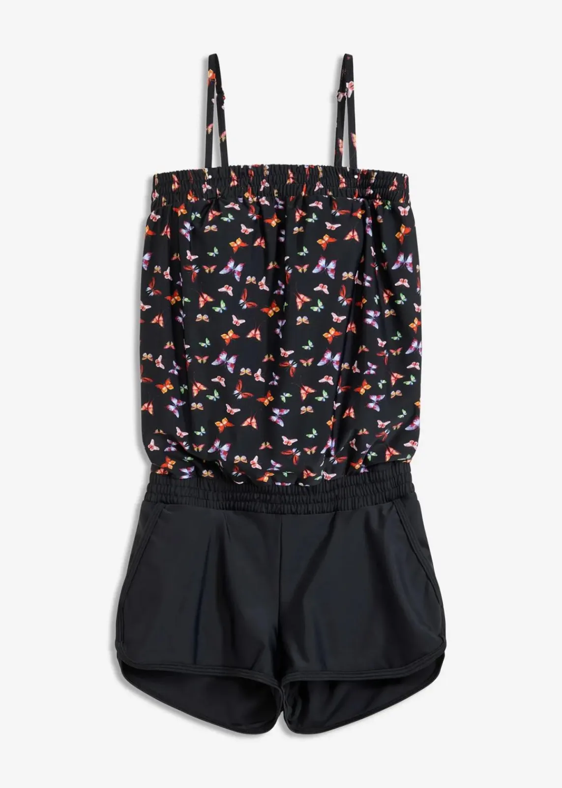 bonprix Bedeckende Bademode|Badekleider^Badeoverall mit Innenslip schwarz/ schmetterling