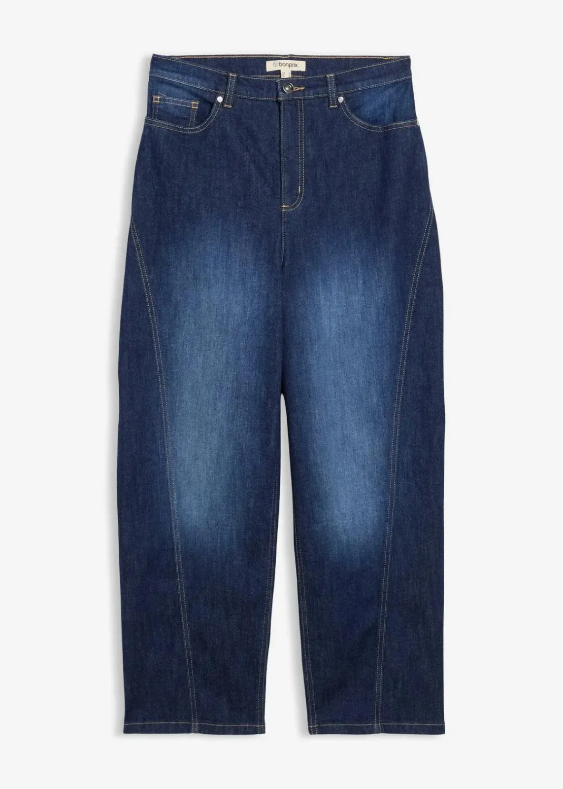 bonprix Bekleidung·Shirts & Tops|Jeans^Baggy-Jeans High Waist dunkelblau denim used