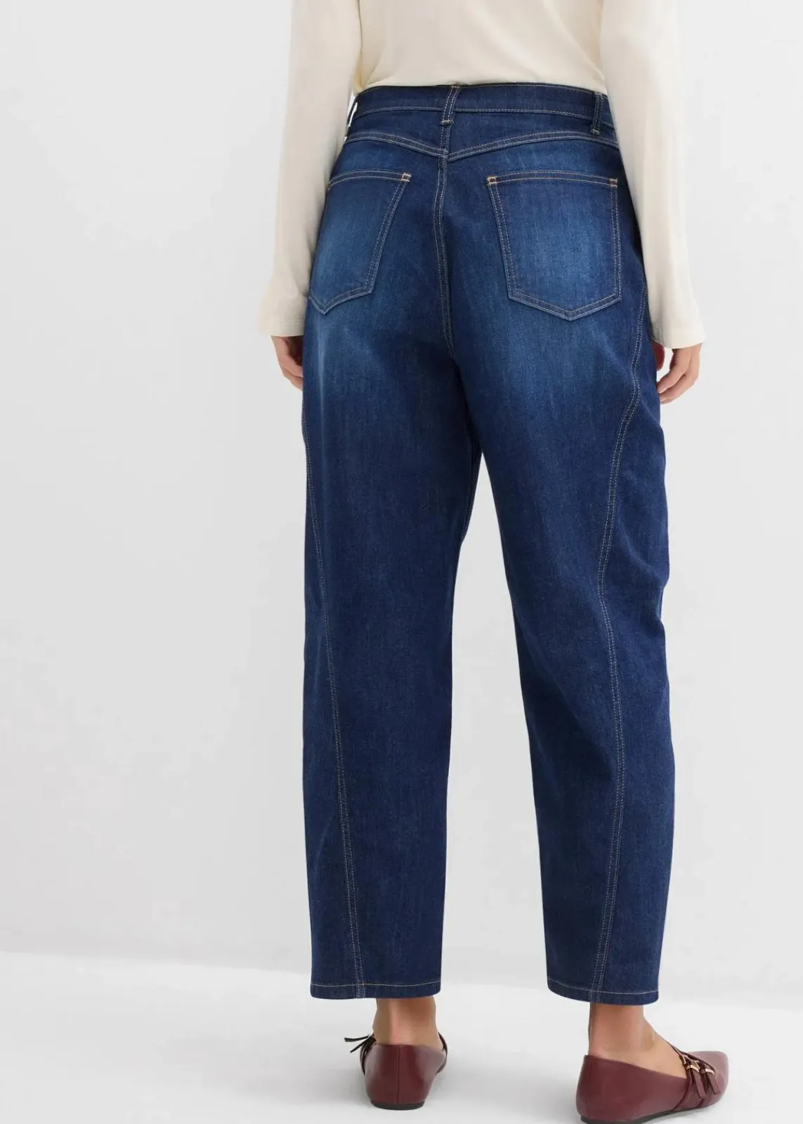 bonprix Bekleidung·Shirts & Tops|Jeans^Baggy-Jeans High Waist dunkelblau denim used