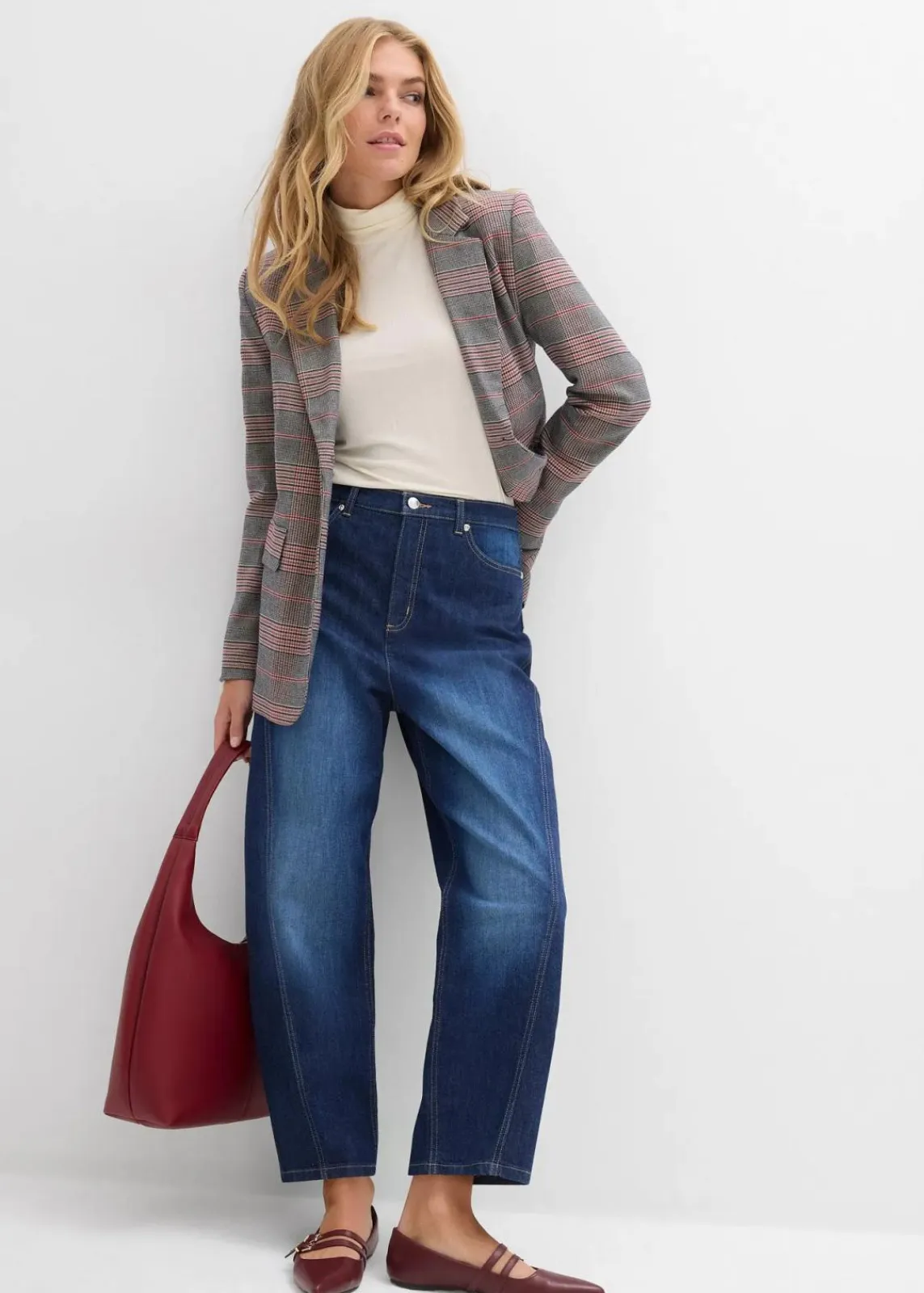 bonprix Bekleidung·Shirts & Tops|Jeans^Baggy-Jeans High Waist dunkelblau denim used