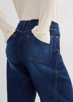 bonprix Bekleidung·Shirts & Tops|Jeans^Baggy-Jeans High Waist dunkelblau denim used