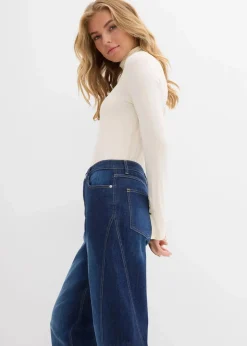 bonprix Bekleidung·Shirts & Tops|Jeans^Baggy-Jeans High Waist dunkelblau denim used