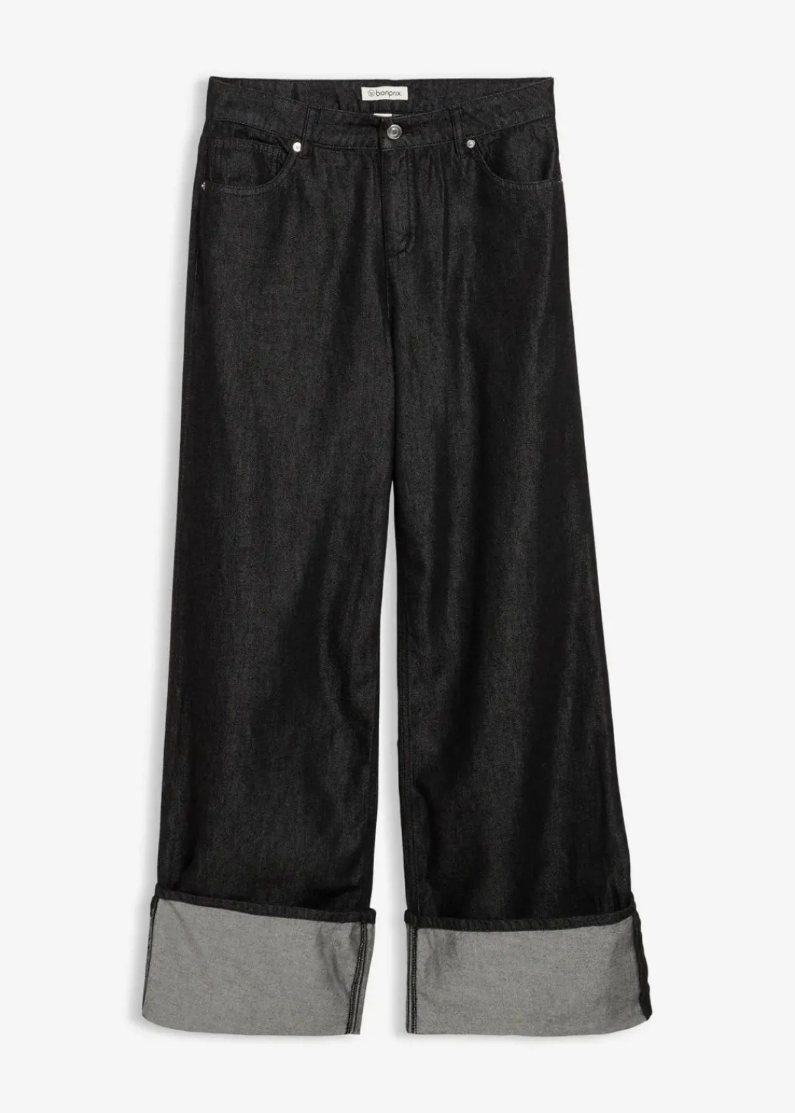 bonprix Kurzgrößen|Bekleidung·Shirts & Tops^Baggy-Jeans Mid Waist schwarz denim