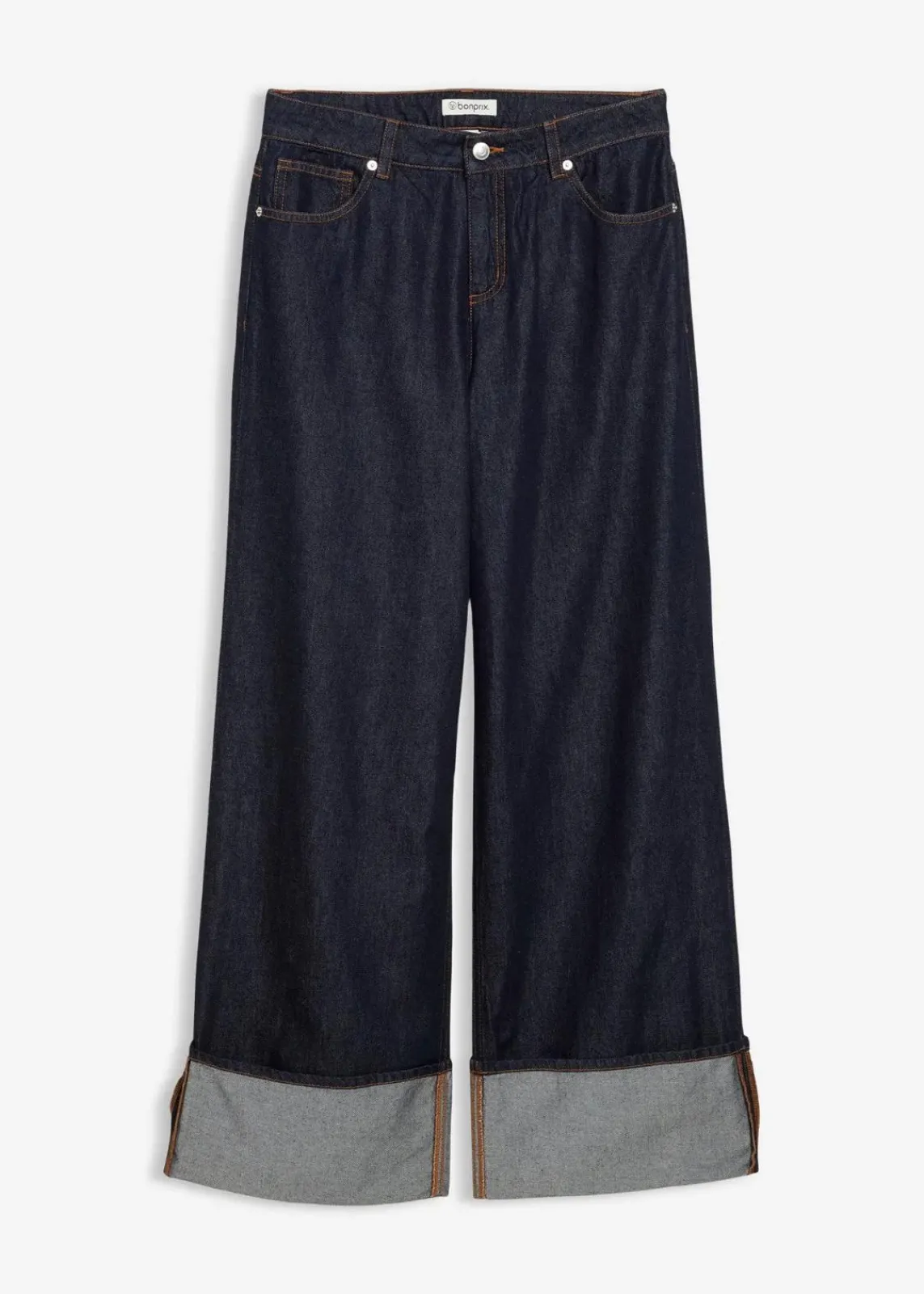 bonprix Jeans|Kurzgrößen^Baggy-Jeans Mid Waist tiefblau denim ungewaschen