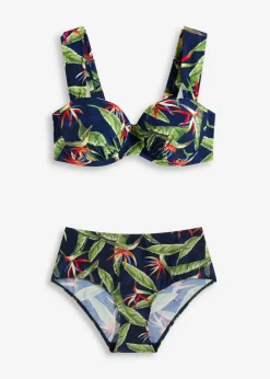 bonprix Große Cups D-F|Nachhaltigere Materialien^Balconette Bikini (2-tlg.Set) dunkelblau floral