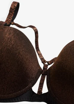 bonprix Große Cups D-H|Bhs^Balconette-BH aus glitzerndem Material schwarz/kupfer