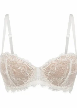 bonprix Wäsche·Dessous|Wäsche·Große Cups D-H^Balconette-BH aus zarter Spitze ecru/hellbraun