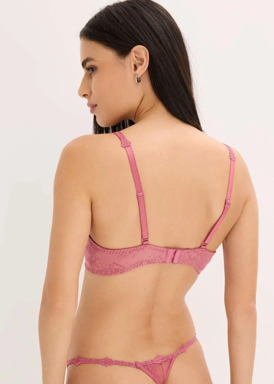 bonprix Wäsche·Dessous|Wäsche·Große Cups D-H^Balconette-BH mit blumiger Spitze kirschblütenpink/hellbraun