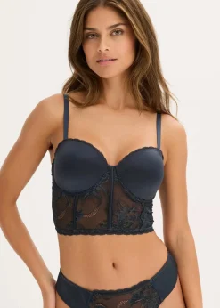 bonprix Bhs|Dessous^Balconette-BH mit feiner Spitze und Glanzeffekt intensivblau