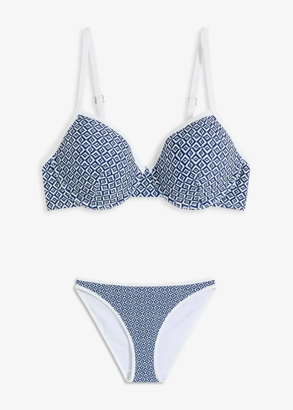 bonprix Große Cups D-F|Nachhaltigere Materialien^Balconette-Bikini (2-tlg.Set) blau/weiß graphisch