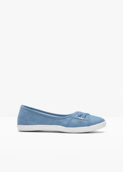 bonprix Sommerschuhe^Ballerinas aus Baumwoll-Canvas jeansblau