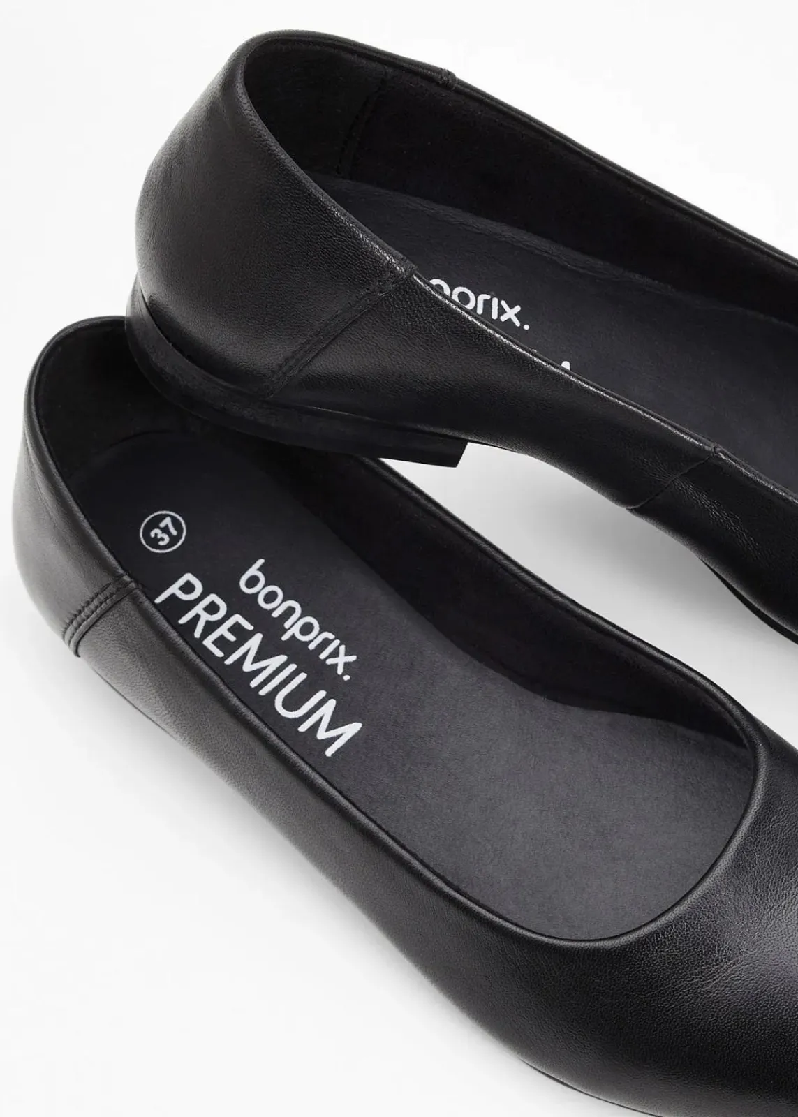 bonprix Sommerschuhe|Premium^Ballerinas aus Leder schwarz