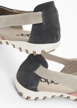 bonprix Sommerschuhe^Ballerinas aus Veloursleder grau/rosa