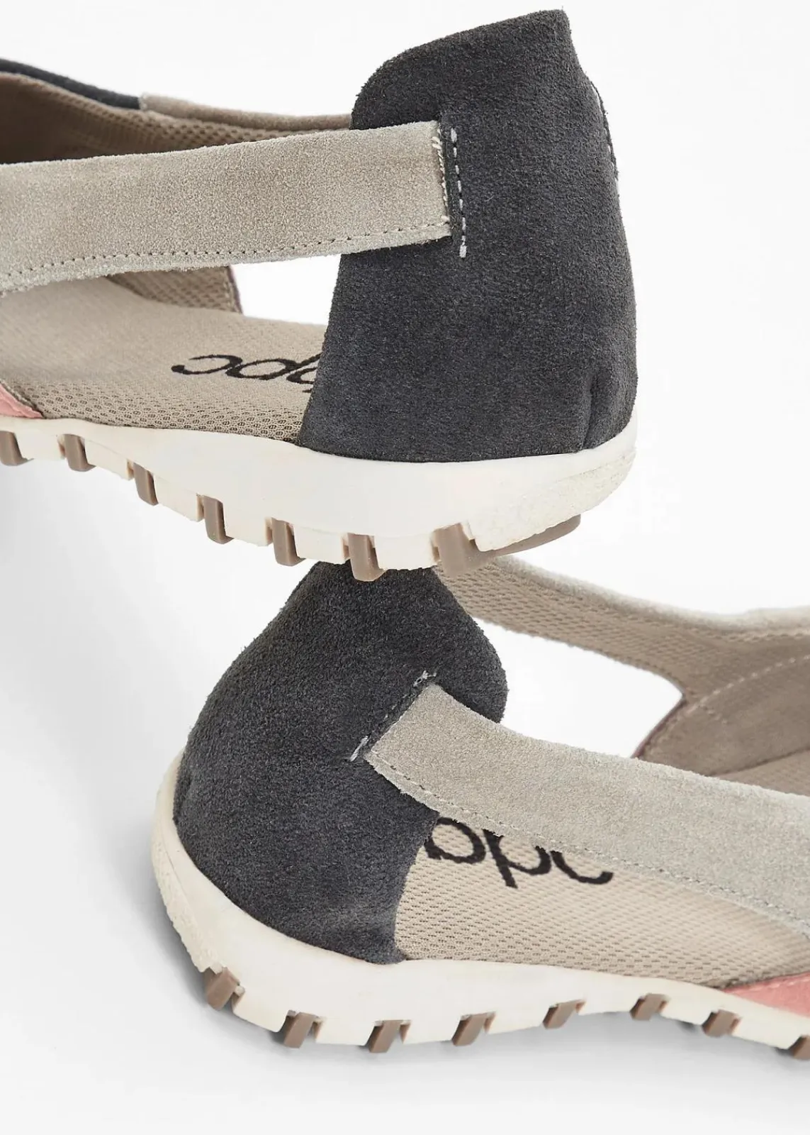 bonprix Sommerschuhe^Ballerinas aus Veloursleder grau/rosa