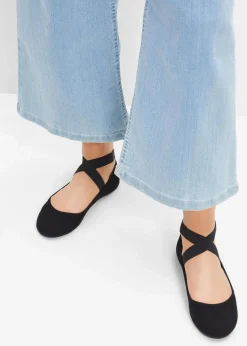 bonprix Sommerschuhe|Schuhe & Accessoires In Spezialgrößen·Schuhe In Übergröße^Ballerinas mit elastischen Riemen schwarz