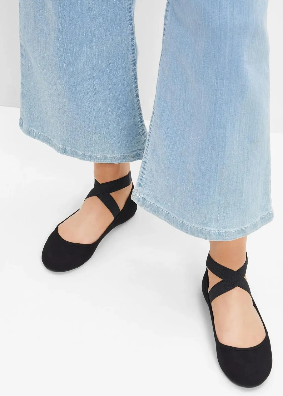 bonprix Sommerschuhe|Schuhe & Accessoires In Spezialgrößen·Schuhe In Übergröße^Ballerinas mit elastischen Riemen schwarz