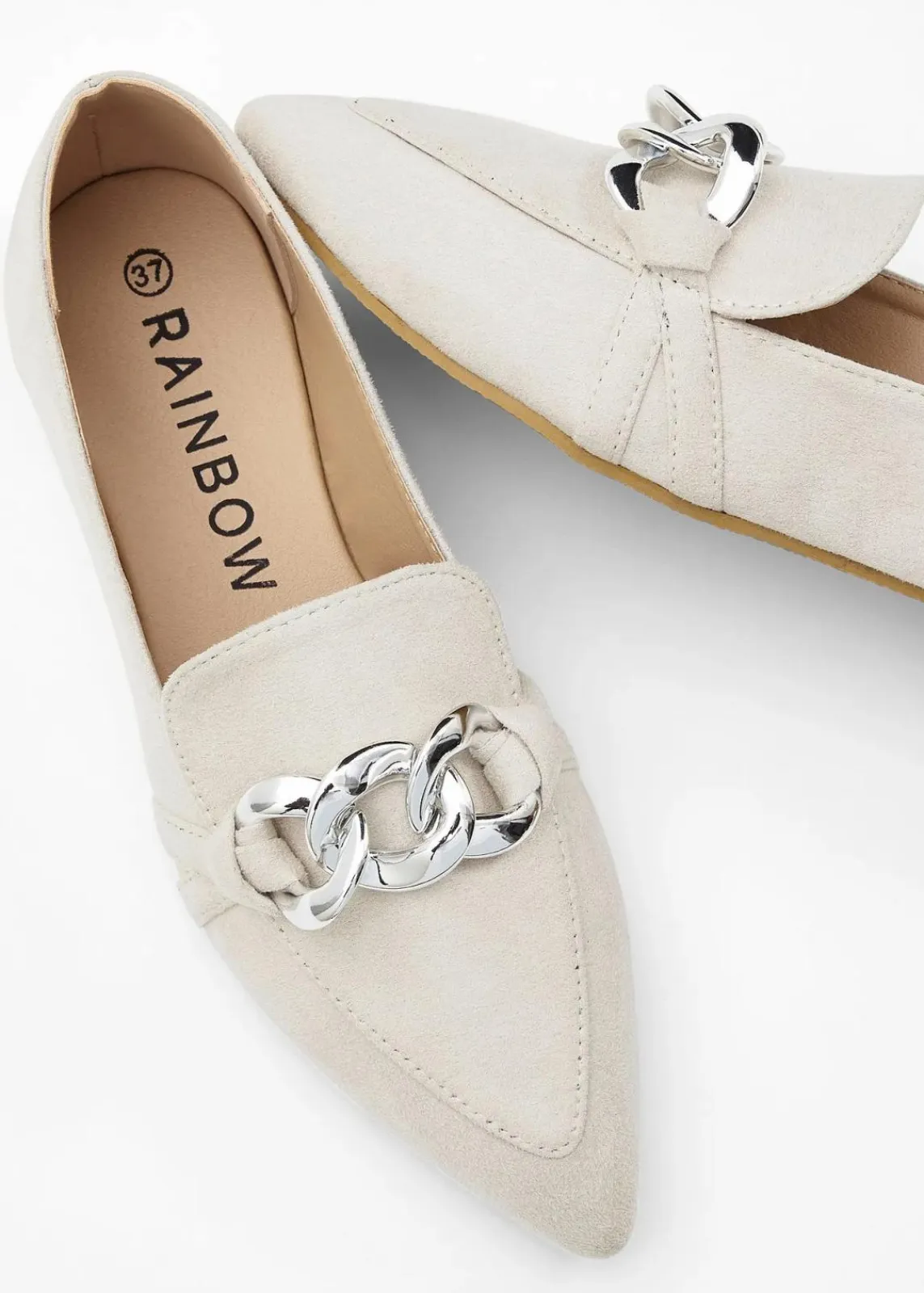 bonprix Sommerschuhe^Ballerinas mit Kette beige