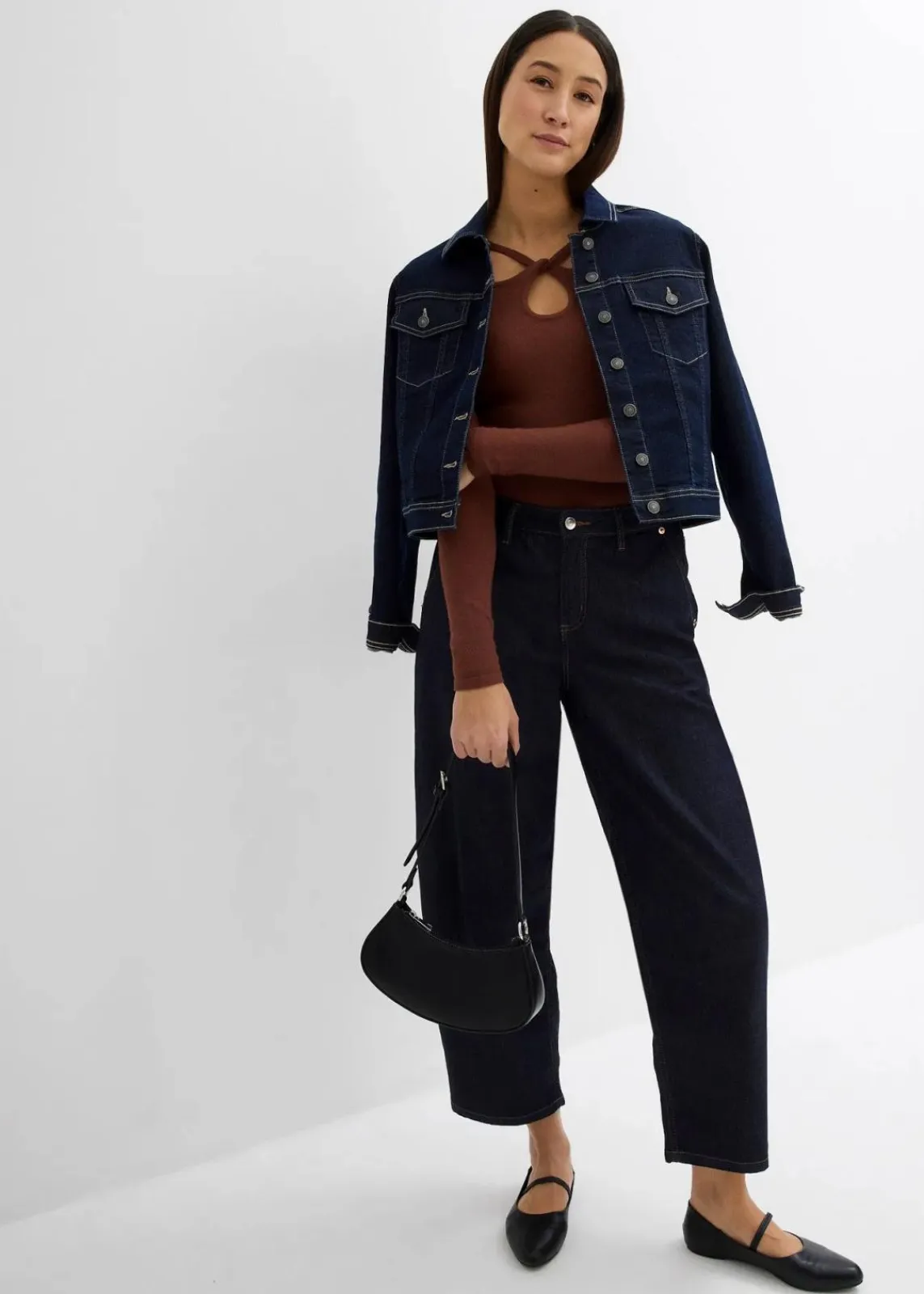bonprix Jeans^Balloon Jeans Mid Waist, cropped nachtblau denim