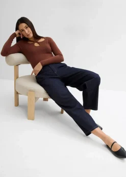 bonprix Jeans^Balloon Jeans Mid Waist, cropped nachtblau denim
