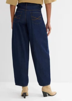 bonprix Bekleidung·Shirts & Tops|Kurzgrößen^Balloon-Jeans, Mid Waist tiefblau denim ungewaschen