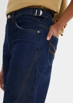 bonprix Bekleidung·Shirts & Tops|Kurzgrößen^Balloon-Jeans, Mid Waist tiefblau denim ungewaschen