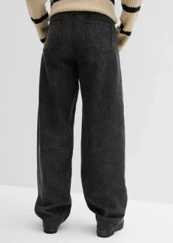 bonprix Jeans|Kurzgrößen^Balloon-Jeans, Mid Waist schwarz denim used