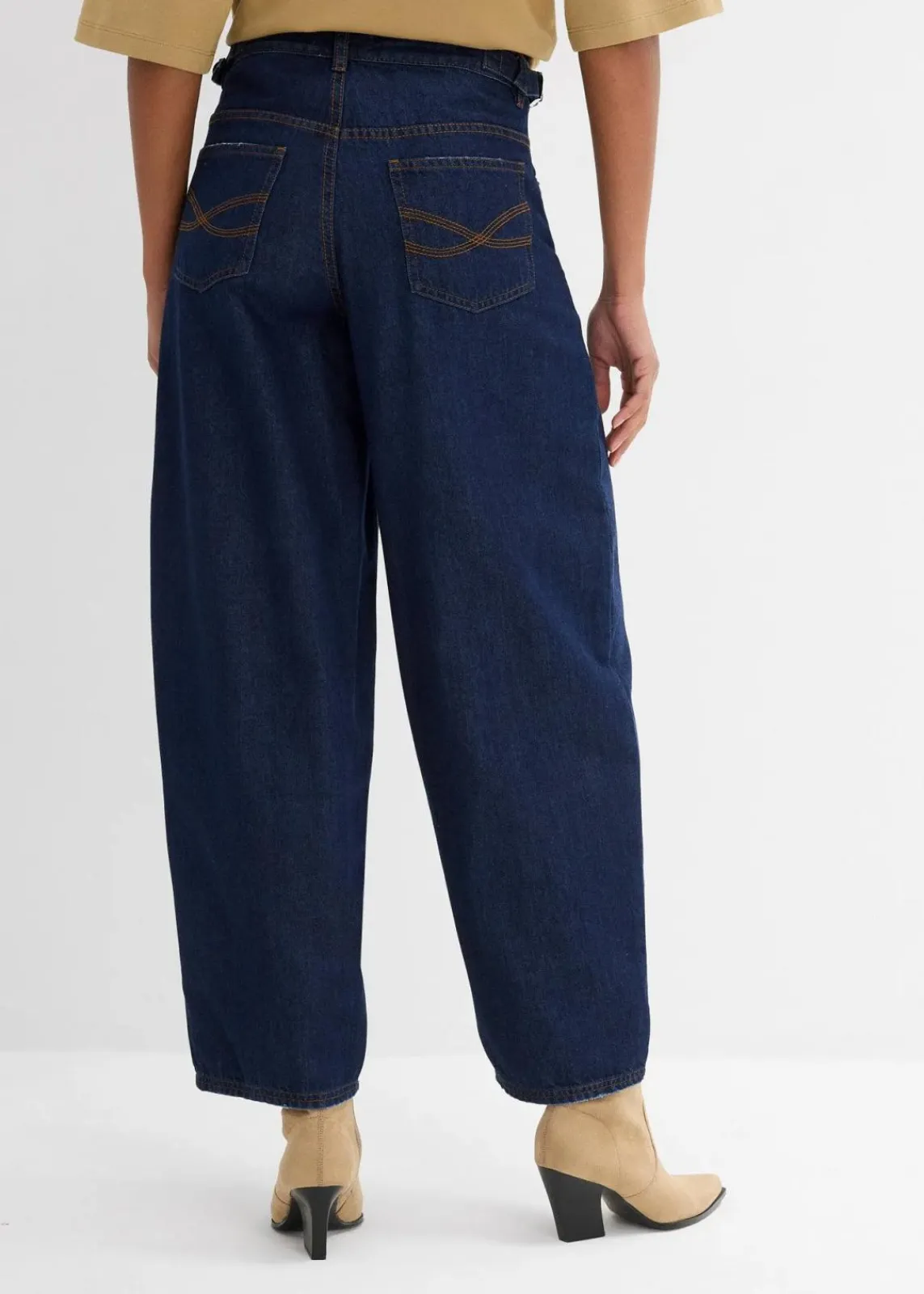 bonprix Jeans|Kurzgrößen^Balloon-Jeans, Mid Waist tiefblau denim ungewaschen