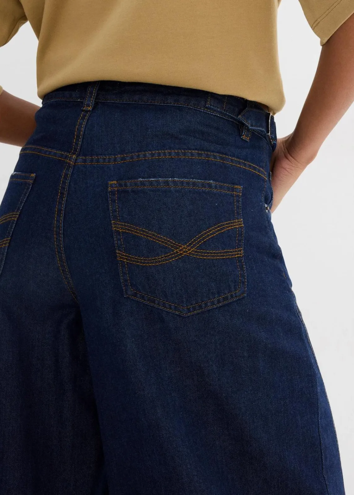 bonprix Jeans|Kurzgrößen^Balloon-Jeans, Mid Waist tiefblau denim ungewaschen