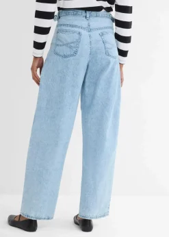 bonprix Jeans|Kurzgrößen^Balloon-Jeans, Mid Waist eisblau denim used