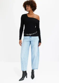 bonprix Jeans|Kurzgrößen^Balloon-Jeans, Mid Waist eisblau denim used