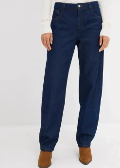 bonprix Kurzgrößen|Bekleidung·Shirts & Tops^Balloon-Jeans Mid Waist tiefblau denim ungewaschen