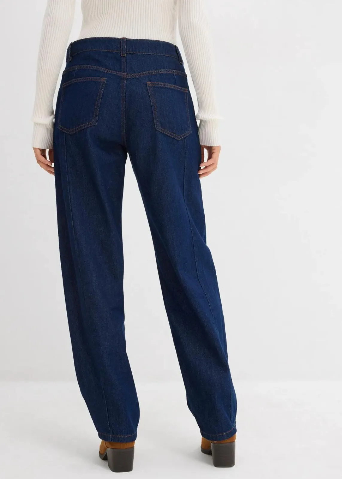 bonprix Kurzgrößen|Bekleidung·Shirts & Tops^Balloon-Jeans Mid Waist tiefblau denim ungewaschen