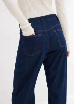 bonprix Kurzgrößen|Bekleidung·Shirts & Tops^Balloon-Jeans Mid Waist tiefblau denim ungewaschen