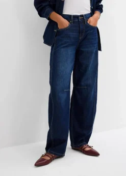 bonprix Jeans|Bekleidung·Shirts & Tops^Balloon-Jeans Mid Waist, Super Soft dunkelblau denim used