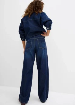 bonprix Jeans|Bekleidung·Shirts & Tops^Balloon-Jeans Mid Waist, Super Soft dunkelblau denim used