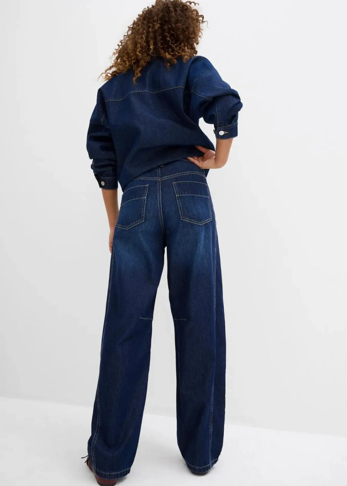 bonprix Jeans|Bekleidung·Shirts & Tops^Balloon-Jeans Mid Waist, Super Soft dunkelblau denim used
