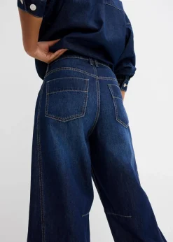 bonprix Jeans|Bekleidung·Shirts & Tops^Balloon-Jeans Mid Waist, Super Soft dunkelblau denim used