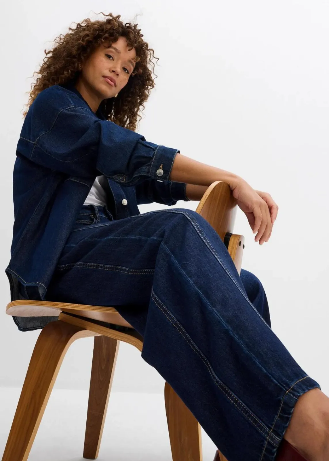 bonprix Jeans|Bekleidung·Shirts & Tops^Balloon-Jeans Mid Waist, Super Soft dunkelblau denim used
