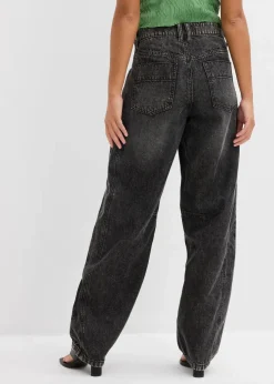 bonprix Bekleidung·Shirts & Tops|Jeans^Balloon-Jeans Mid Waist, Super Soft grau denim used