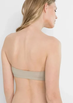 bonprix Wäsche·Basics|Wäsche·Baumwollunterwäsche^Bandeau BH (Cup A und B) mit Bio-Baumwolle (2er Pack) kreidebeige + rosenholz