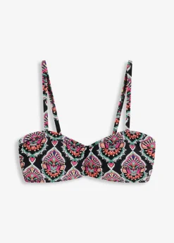 bonprix Nachhaltigere Materialien|Mix & Match^Bandeau Bikini Oberteil schwarz/bunt graphisch