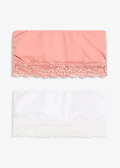 bonprix Wäsche·Basics|Wäsche·Baumwollunterwäsche^Bandeau-BH mit Bio-Baumwolle (2er Pack) weiß + antikrosa
