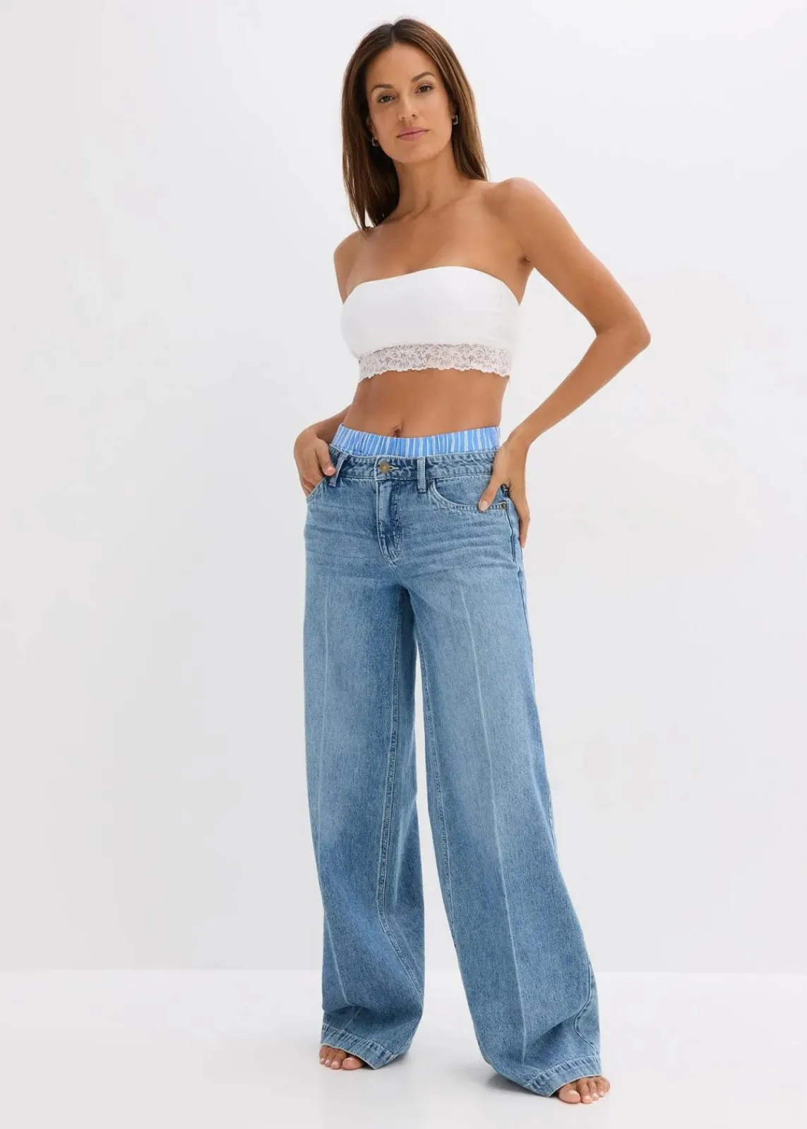 bonprix Wäsche·Basics|Wäsche·Baumwollunterwäsche^Bandeau-BH mit Bio-Baumwolle (2er Pack) weiß + antikrosa