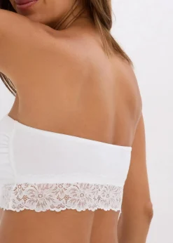bonprix Wäsche·Basics|Wäsche·Baumwollunterwäsche^Bandeau-BH mit Bio-Baumwolle (2er Pack) weiß + antikrosa