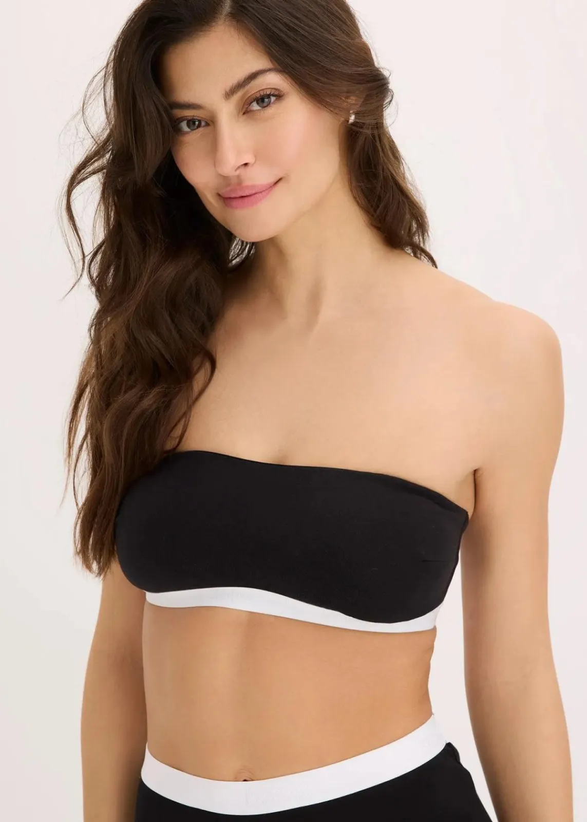 bonprix Nachhaltigere Materialien|Bhs^Bandeau-BH mit Bio-Baumwolle (2er Pack) mentholblau + schwarz